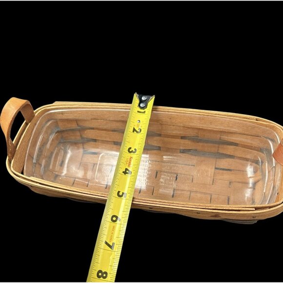 VINTAGE 1991 LONGABERGER 12" BREAD BASKET Leather Handles, Protector Signed - Picture 9 of 12